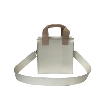 Handbag “Cumin” mini – white/pink/brown reptile