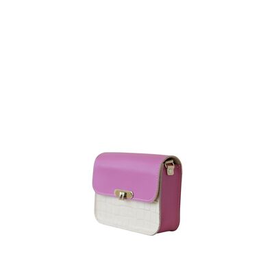 Cross body bag “Lavender” – pink/creamy reptile