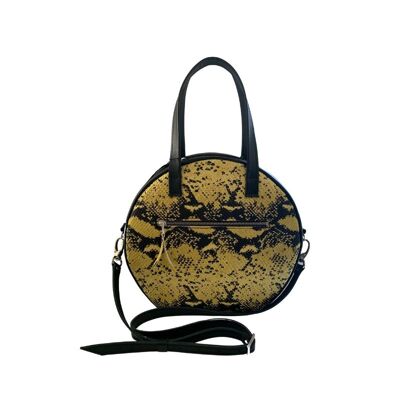 Handbag “Bergamot” – black/yellow snake print