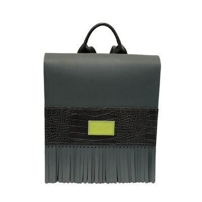 Backpack “Verbena” – grey/grey reptile details