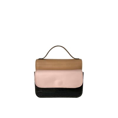 Handbag “Heath” mini – creamy/pink/black reptile leather details