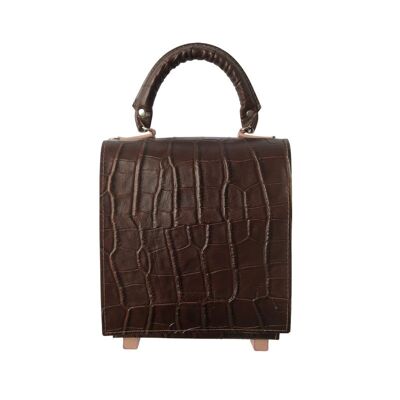 Handbag “Mint” – brown reptile/creamy
