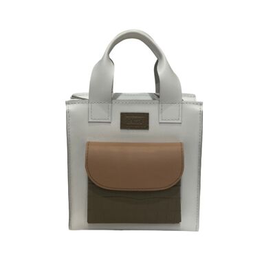 Handbag ”Cumin” medium – white/creamy/sandy reptile