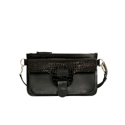 Bag “Marigold” medium – black/black reptile imitation