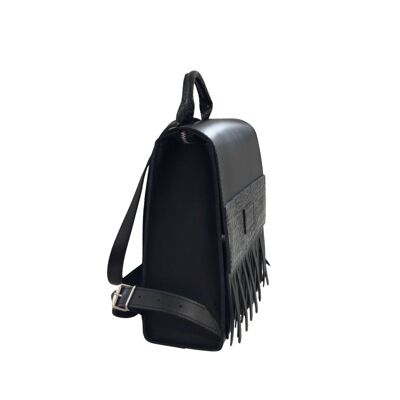 Backpack “Verbena” small – black/black reptile details