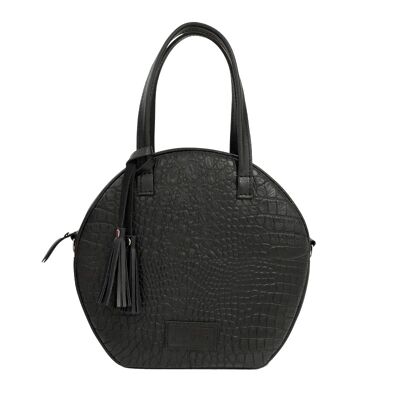 Handbag “Bergamot” – black reptile imitation leather