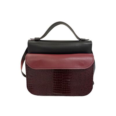 Handbag “Heath” – black/cherry/reptile