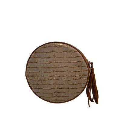 Cross body bag “Muscat” – brown/sandy reptile