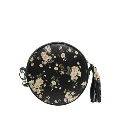 Cross body bag “Muscat” – dark green/black flowery