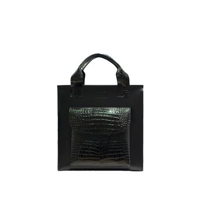 Handbag ”Cumin” – black/black reptile
