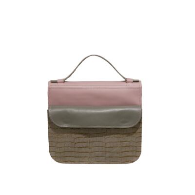 Handbag “Heath” – pink/silver/sandy reptile