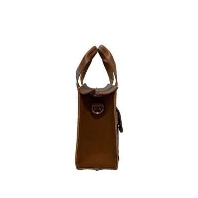 Handbag “Cumin” – light brown/bronze/snake print