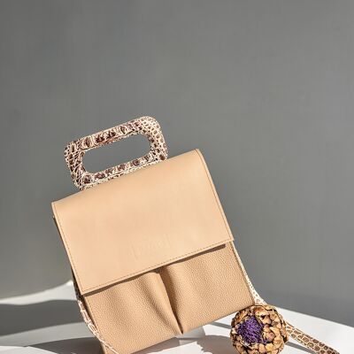 Handbag “Fennel” – cream/cream reptile