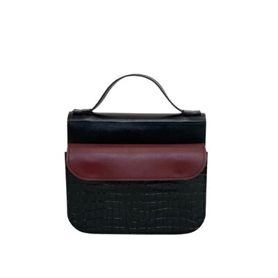 Handbag “Heath” – black/cherry/black reptile