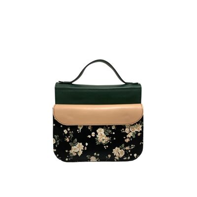 Handbag “Heath” – green/creamy/black flowery