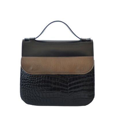Handbag “Heath” – black/bronze/black reptile