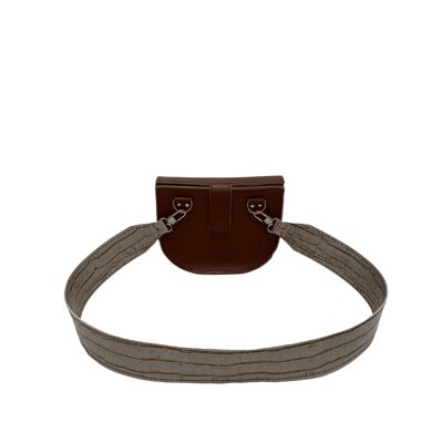 Mini bag “Notrele” – brown/sandy reptile details