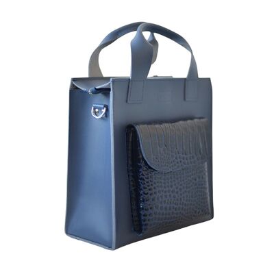 Handbag ”Cumin” – blue/blue reptile pocket