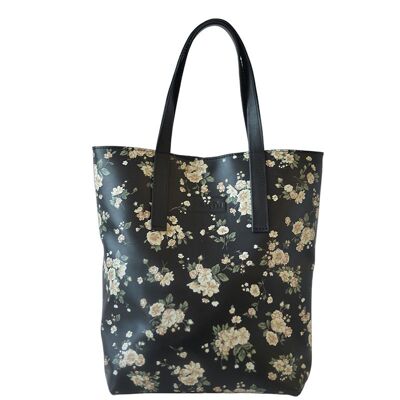 Tote bag “Coffee bean” – black flowery