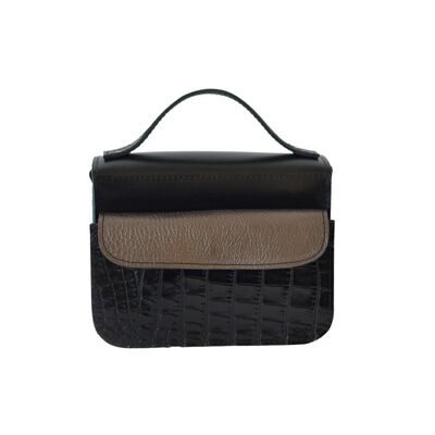 Handbag “Heath” mini – black/black reptile/dark silver