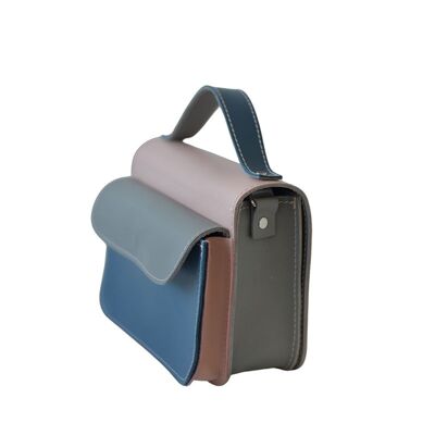 Handbag “Heath” mini – cream/blue/grey