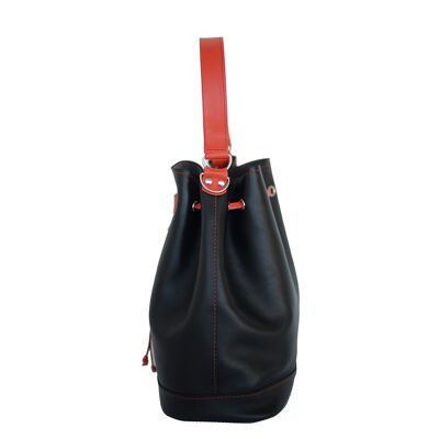 Handbag „Myrtle” small – black/orange detail
