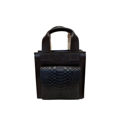 Handbag “Cumin” – dark brown/black snake print
