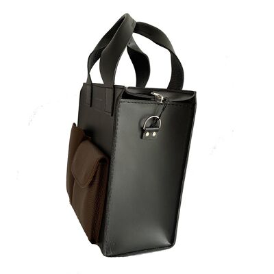 Handbag ”Cumin” medium – black/brown pockets