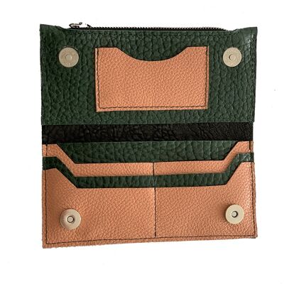 Wallet “Quickthorn” – dark green texturized/coral
