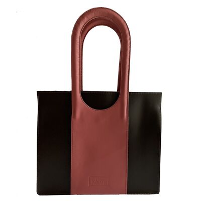 Handbag “Aronia” – dark brown/berry pink
