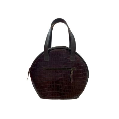 Handbag “Bergamot” – brown/brown croc leather print