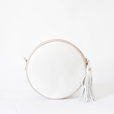 Cross body bag “Muscat” – white/milky reptile leather imitation