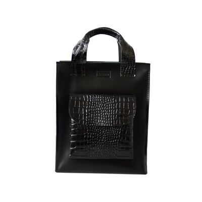 Handbag “Cumin” – black/black reptile leather imitation
