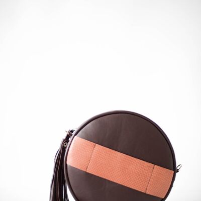 Cross body bag “Muscat” – burgundy/light pink texturized leather