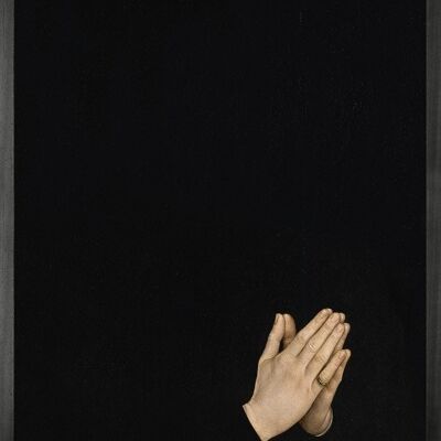 Hands in Prayer Framed Printed Canvas -Medium