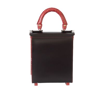 Handbag “Mint” – dark brown/red reptile