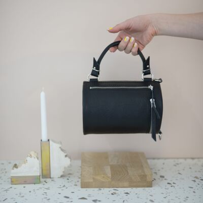 Cylinder handbag “Coriander” mini – black