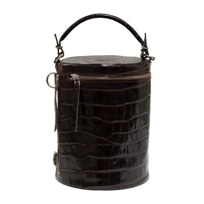 Cylinder handbag “Coriander” large – cherry reptile