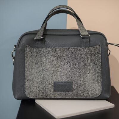 Handbag “Cypress” small – grey/white stripes