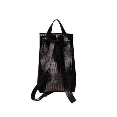 Backpack “Peppermint” – black reptile leather imitation