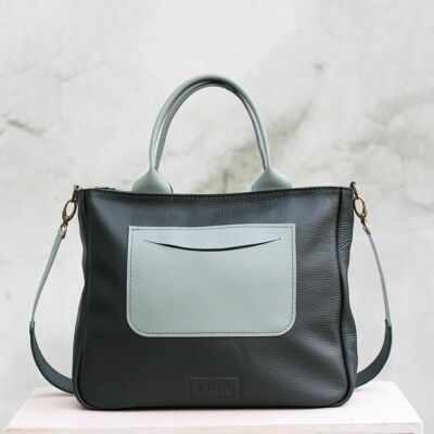 Handbag “Vanilla” – black/light blue