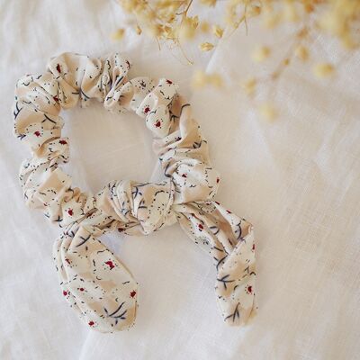 Children's scrunchie Constance Pink with White Flowers