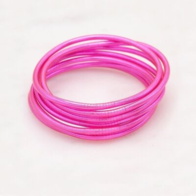 Bracciale rigido buddista sottile senza mantra taglia M - Fucsia