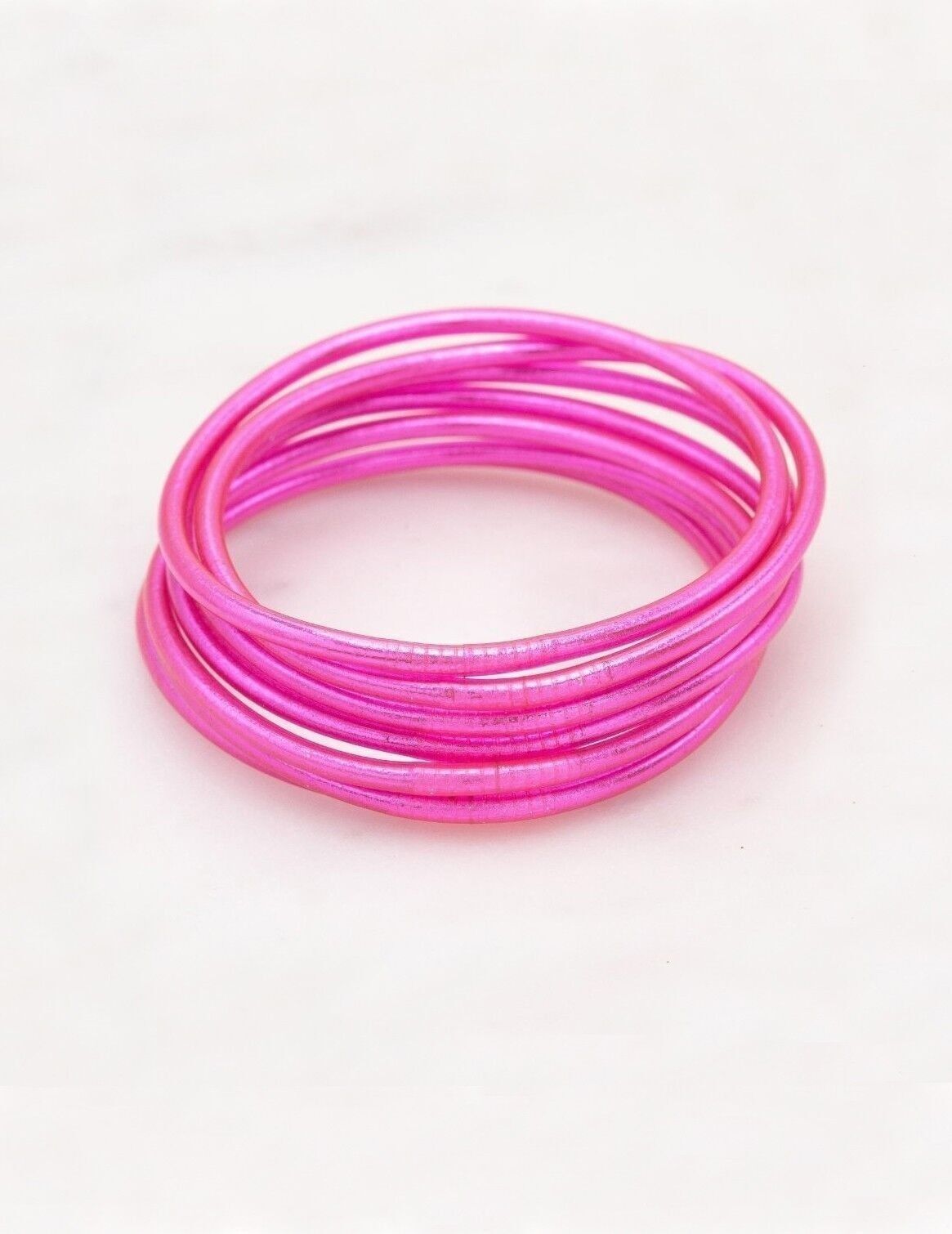 Bracciale rigido buddista sottile senza mantra taglia L - Fucsia