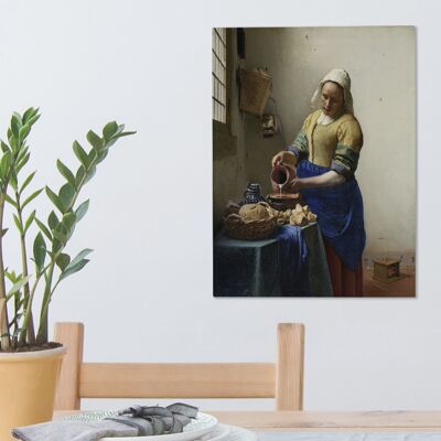 Canvas Schilderij - 30x40 cm - Het melkmeisje - Johannes Vermeer