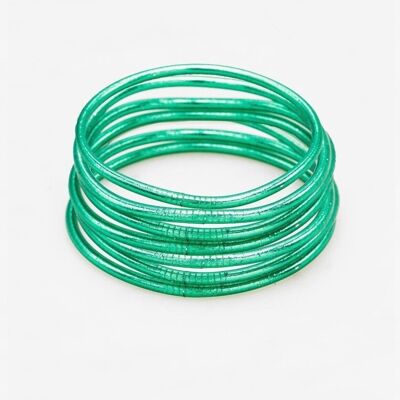 Bracciale rigido buddista sottile senza mantra taglia M - Verde