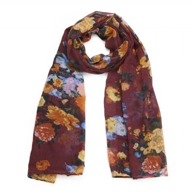 floral burgundy scarf