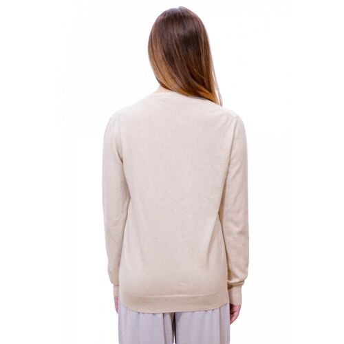 Cardigan in cashmere con tasca - beige