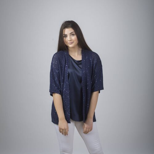 Cardigan in maglia con micropaillettes - BLU SCURO