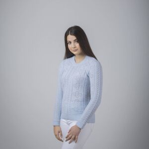 Maglia girocollo lavorata 100% lana mérinos - AZZURRO CHIARO